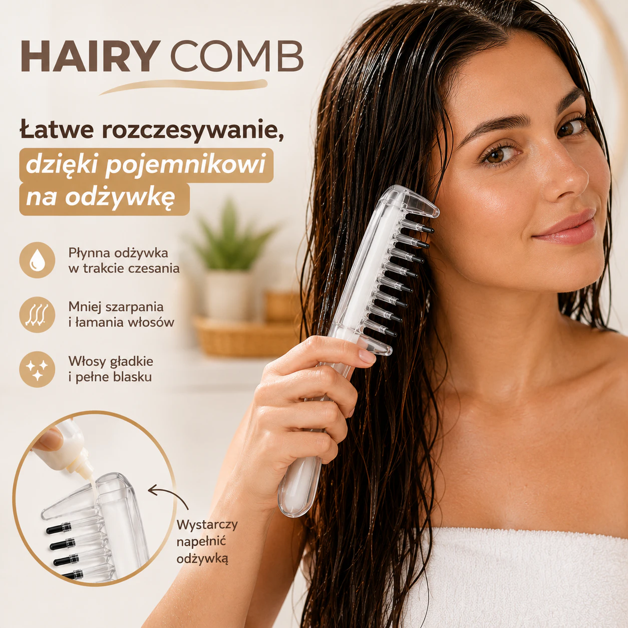 Hairy Comb - Rozczesuj włosy i nakładaj odżywkę jednocześnie 1